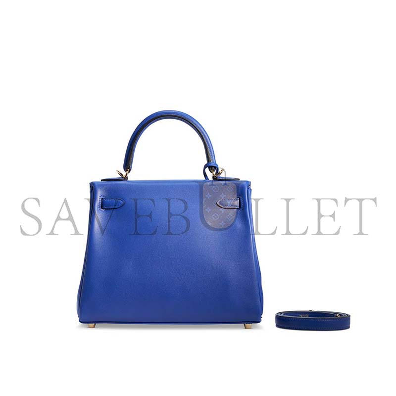 HERMÈS A BLEU ÉLECTRIQUE SWIFT LEATHER RETOURNÉ KELLY 28 WITH GOLD HARDWARE (28*22*10cm)
